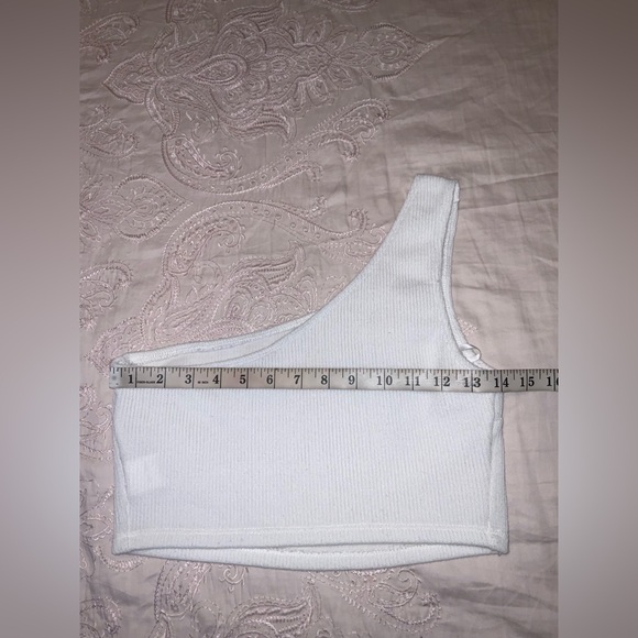 SHEIN Off White Ribbed One Shoulder Crop Top Size M - Picture 7 of 7
